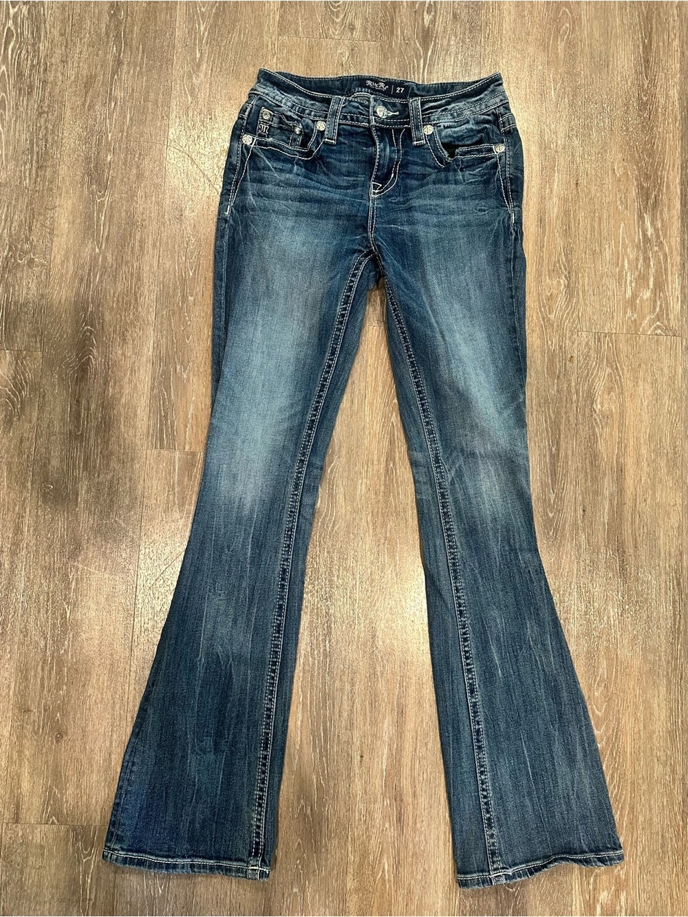 Miss Me Dark Blue Mid-Rise Boot cut Jeans